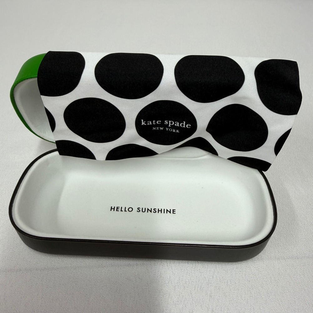 Kate Spade New York Green and Black Hard Sunglasses Case with Polka Dot Cloth - Picture 5 of 7